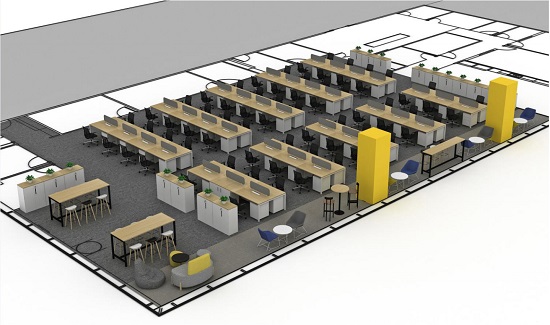 Modern office bench desking workstation