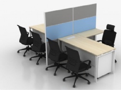 L shape office director desk with screen partition